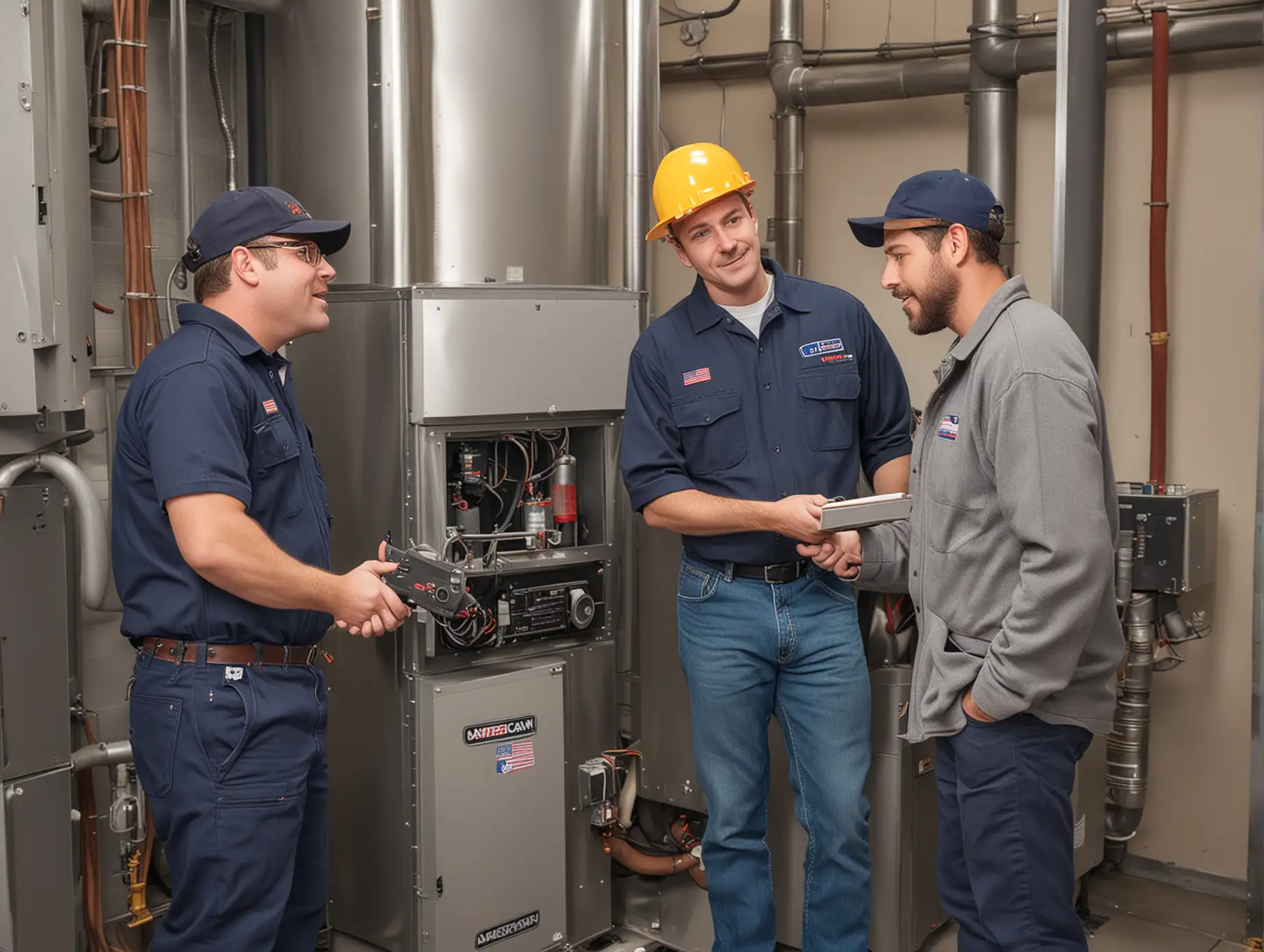 American Workers Maintaining Furnace Services