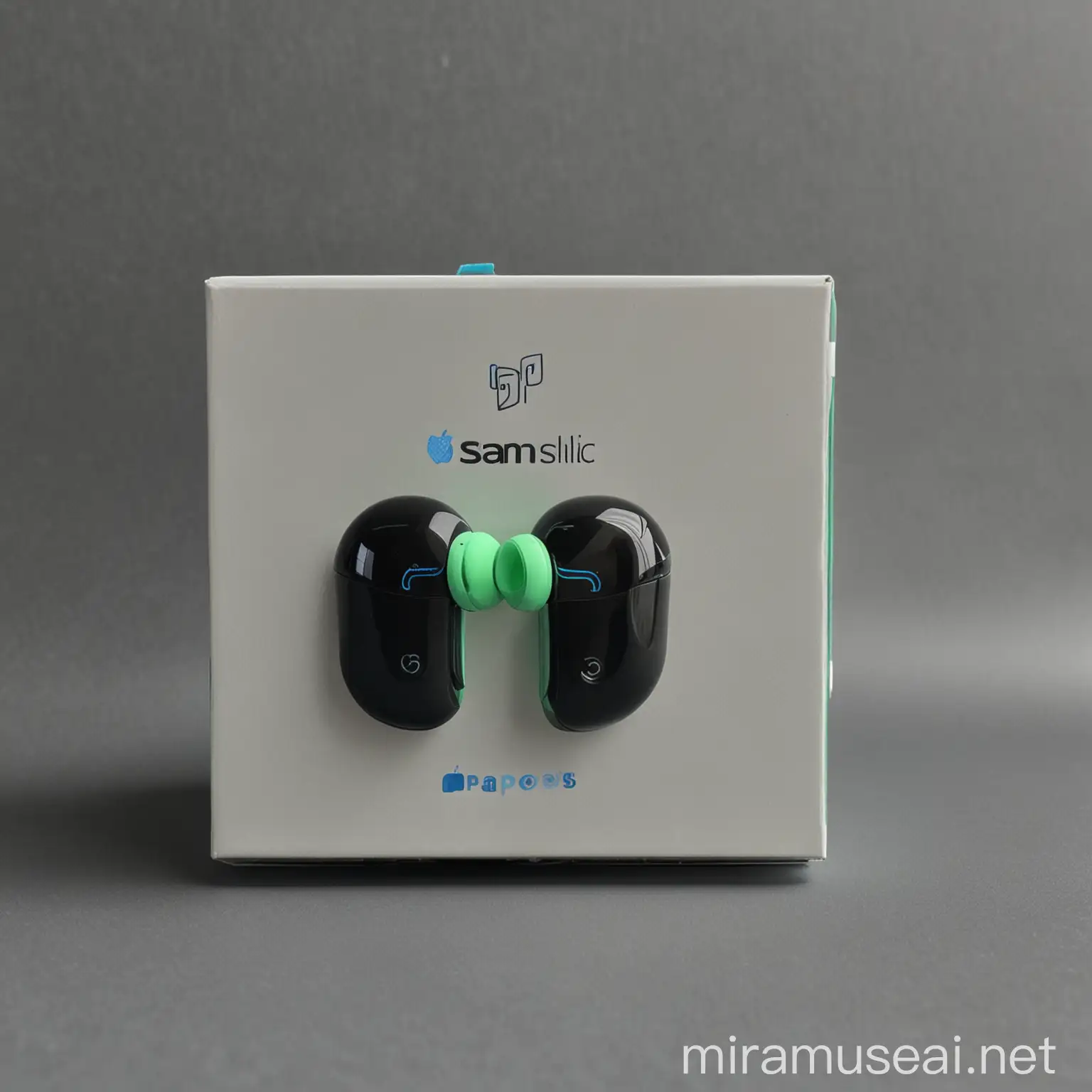 Bluetooth Earpods in Black with Blue Logo SAG Music Gear for Youth