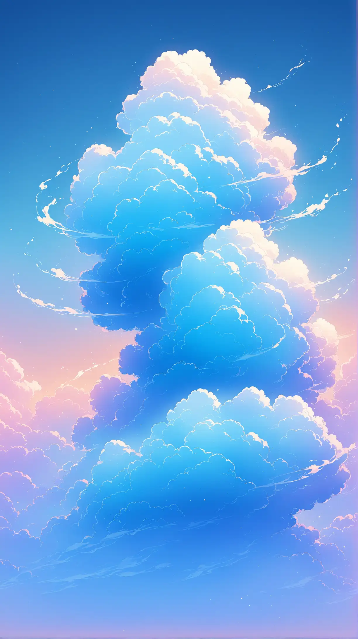 Ethereal Gradient Blue Smoke Cloud Floating in Surreal Atmosphere