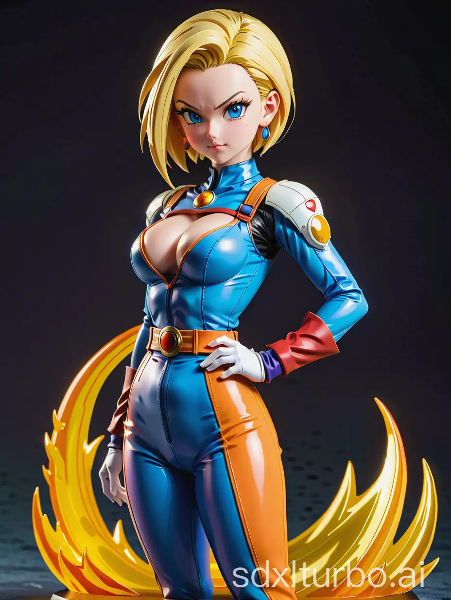 Dragon Ball, Android 18, beautiful, hot figure, charming, full-body frontal image