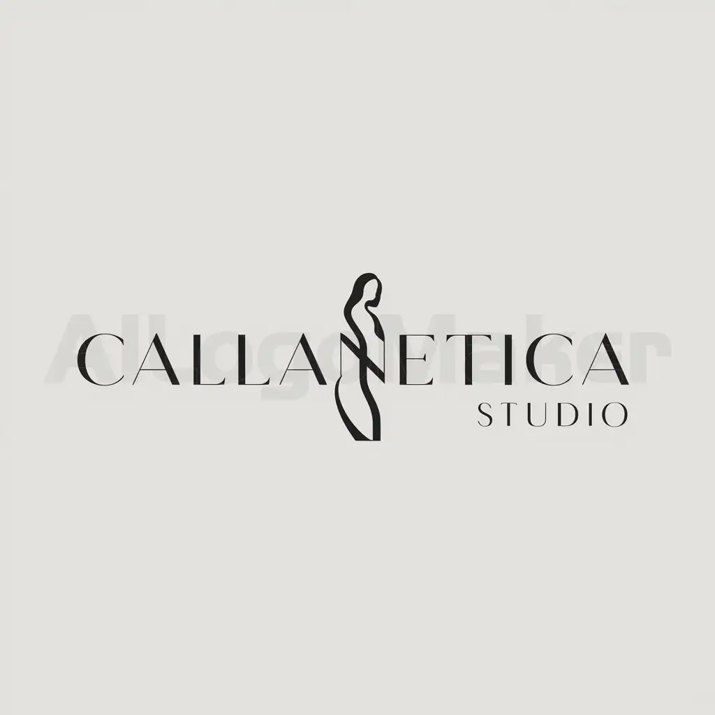 a logo design,with the text "Callanetica Studio", main symbol:silhouette woman,Minimalistic,clear background