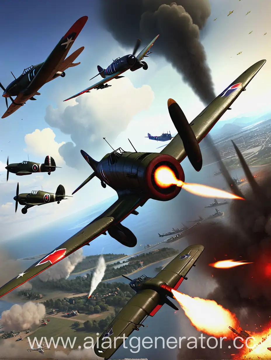 War-Thunder-Game-Art-WWII-Fighter-Aircraft-Battle-in-the-Skies