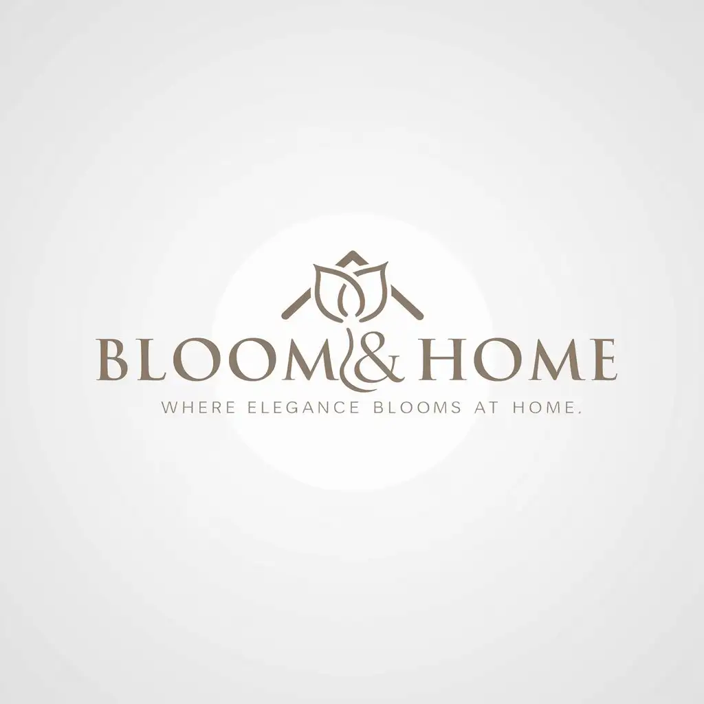 LOGO-Design-For-Where-Elegance-Blooms-at-Home-Elegant-Text-with-Bloom-and-Home-Symbols