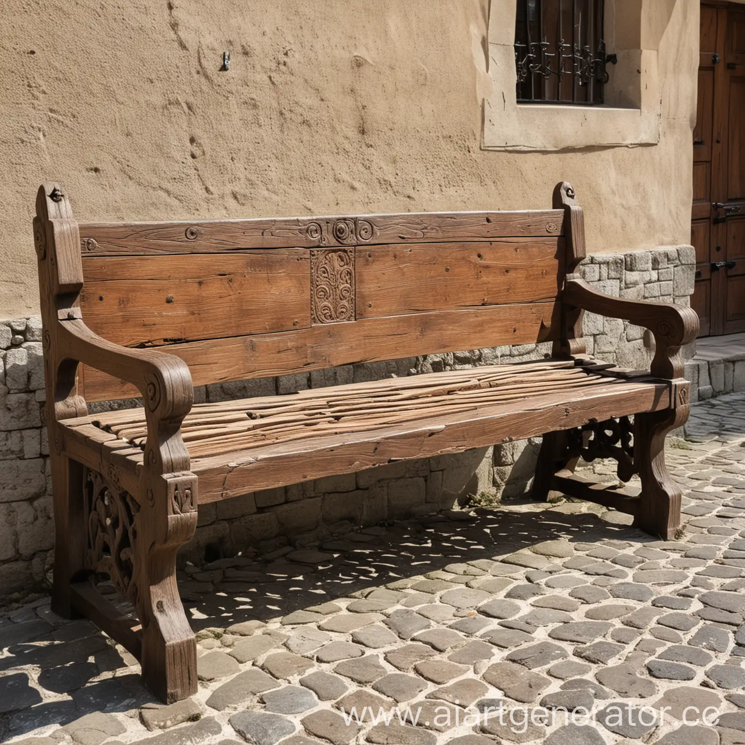 Medieval-Bench-in-a-Rustic-Setting