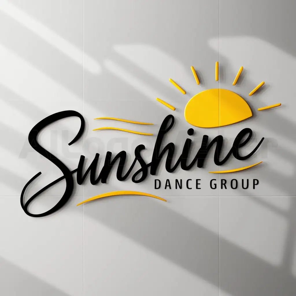 a logo design,with the text "Sunshine Dance group", main symbol:Sun,Moderate,clear background