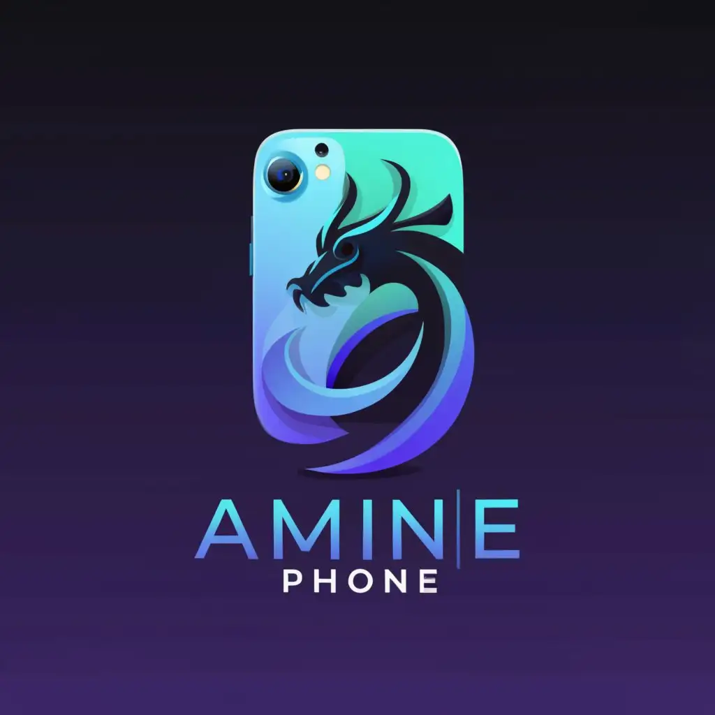 LOGO-Design-for-Amine-Phone-Sleek-Smartphone-Icon-with-Dragon-Accent-on-Clean-Background