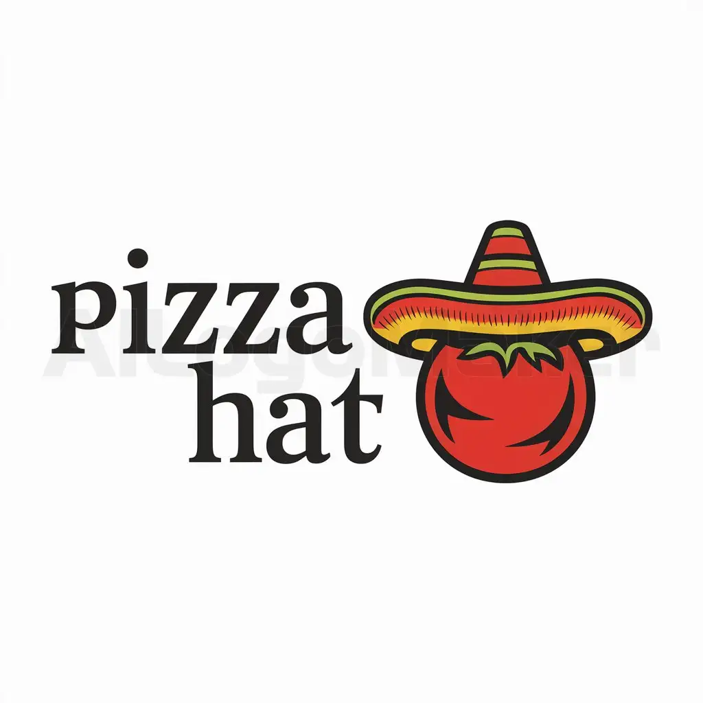 a logo design,with the text "Pizza Hat", main symbol:tomato with costeño hat,complex,be used in Restaurant industry,clear background