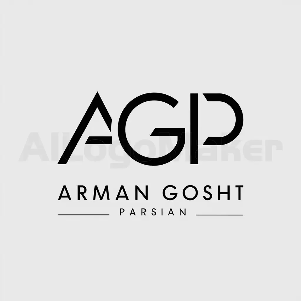a logo design,with the text "Arman Gasht Parsian", main symbol:The name of the Arman Gosht Parsian company, the logo is a combination of the words AGP,Moderate,clear background