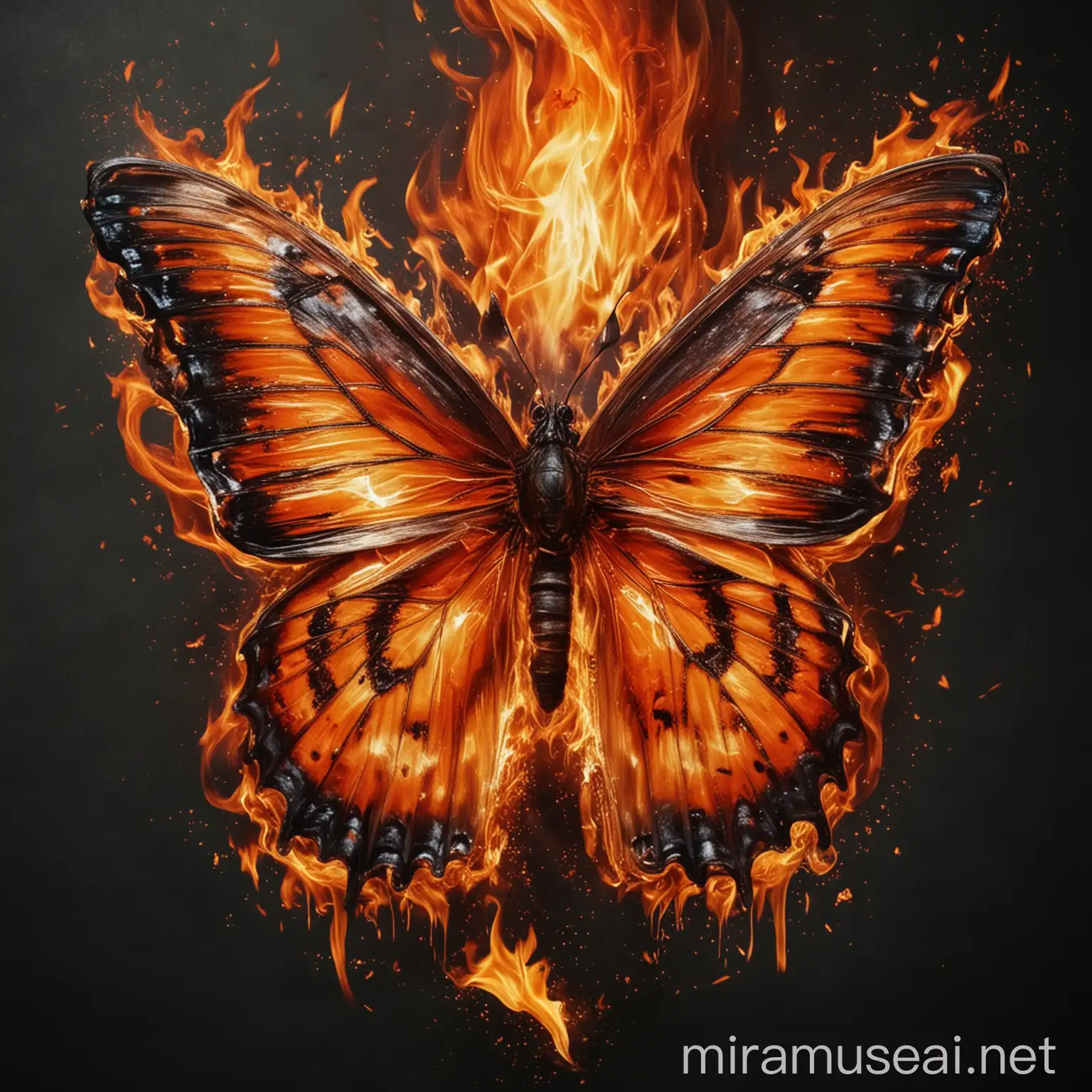 Colorful Butterfly Emerged from Fiery Embers