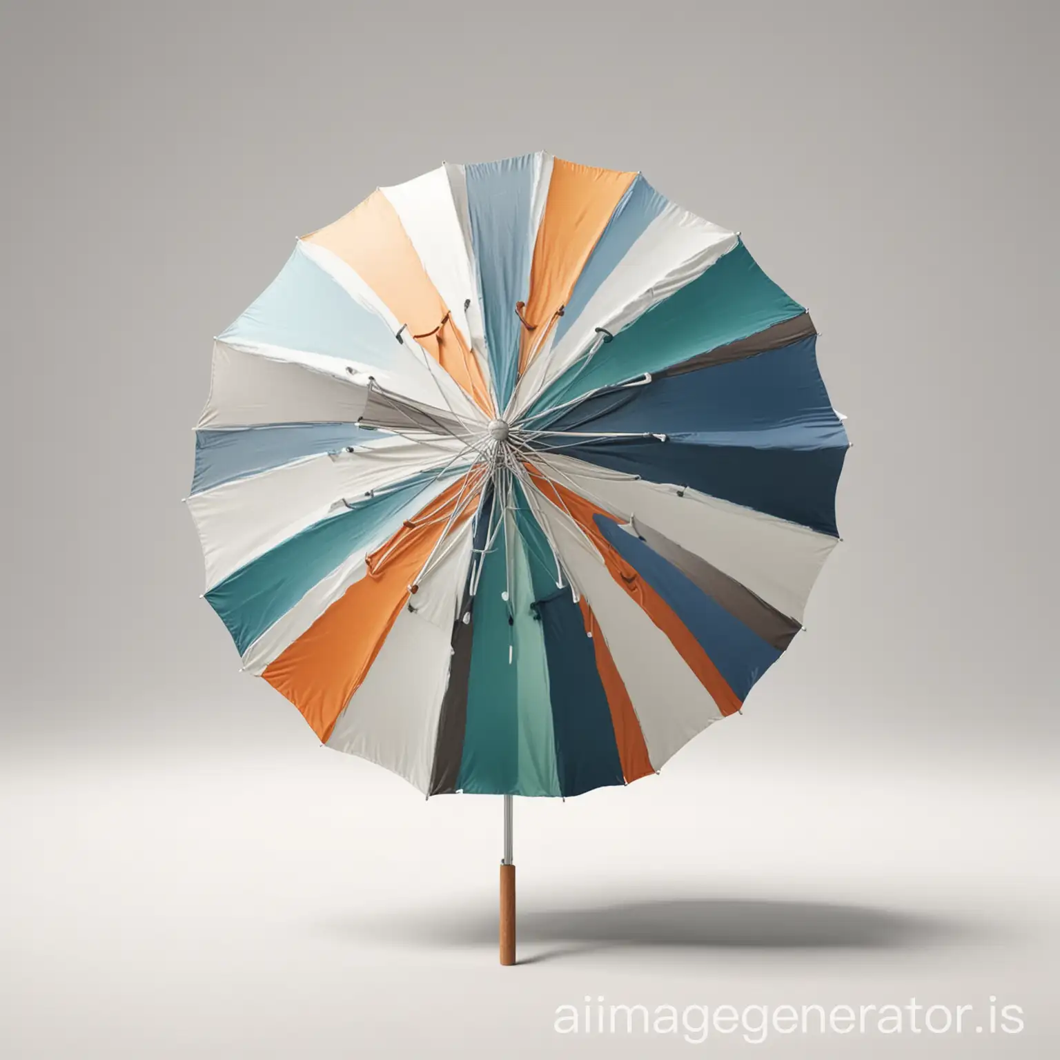 realistic image of a beach umbrella made of 2 colors, white background
