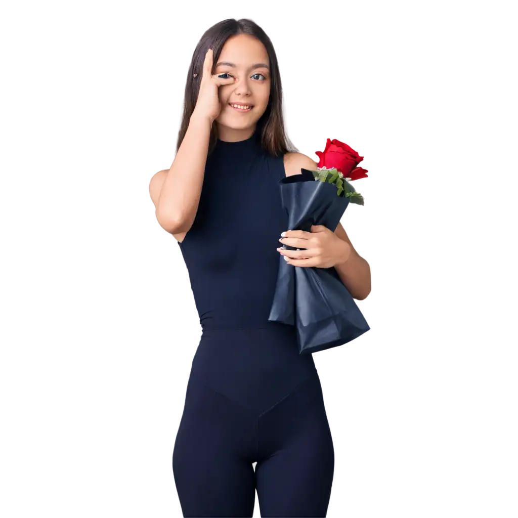 Girl holding black rose
