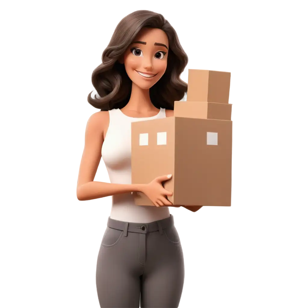 Cartoon-Design-Woman-Holding-Box-PNG-Image-Creative-Illustration-Concept