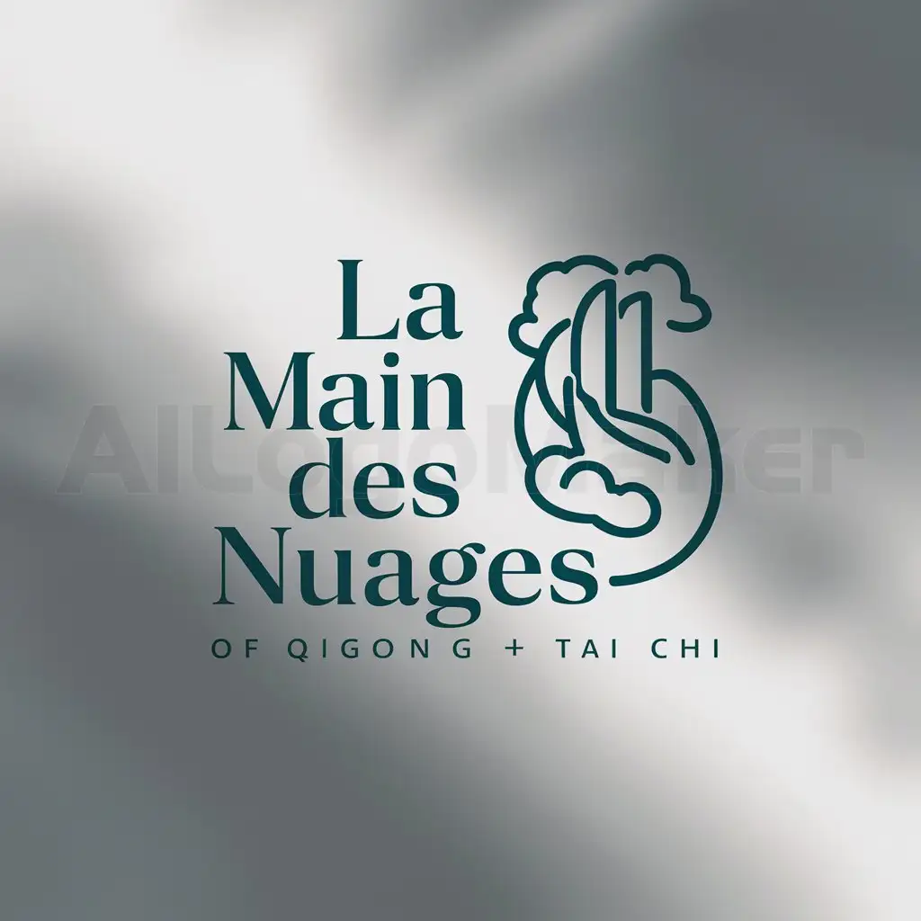 a logo design,with the text "la main des nuages", main symbol:["the hand of the clouds","qigong","taichi"],Moderate,clear background