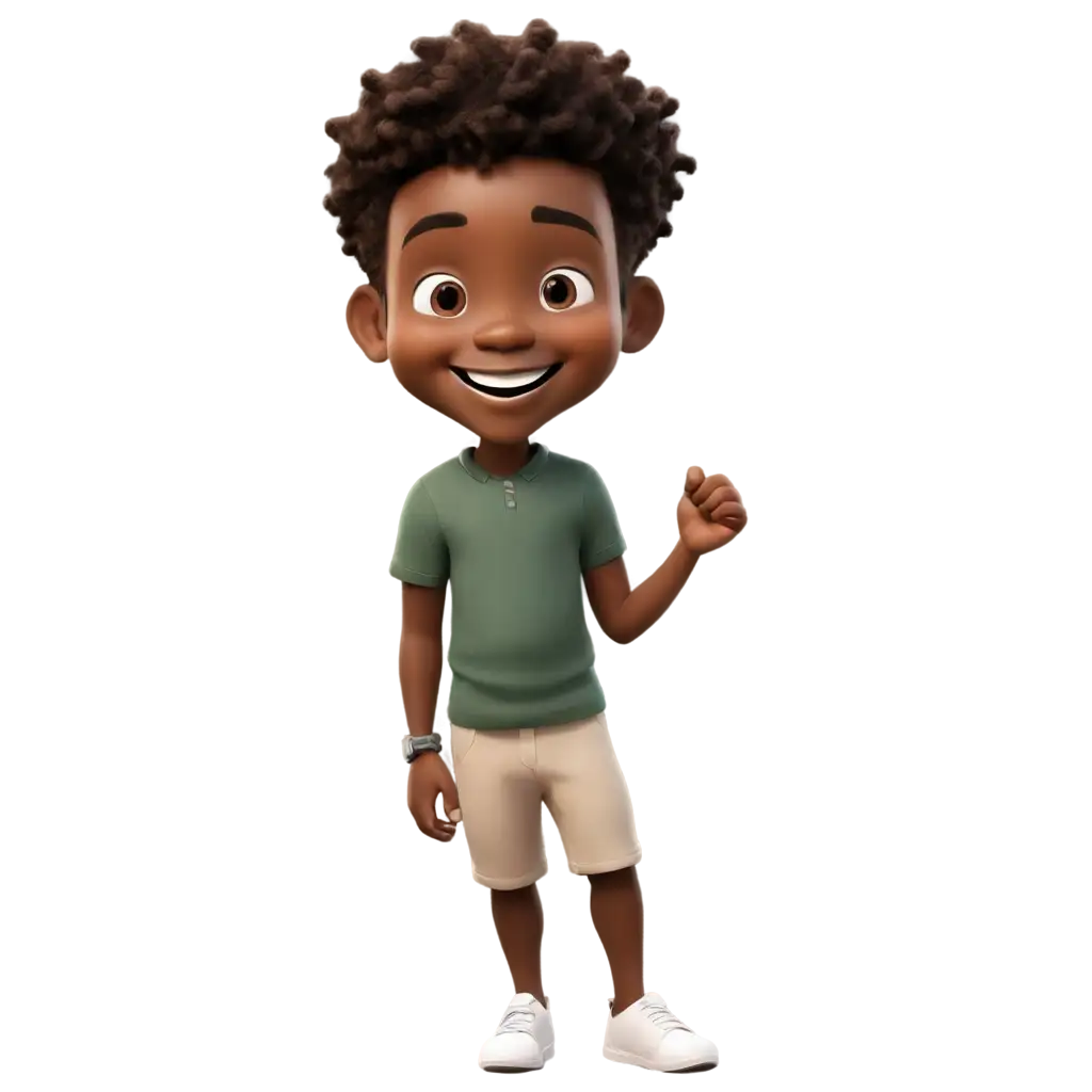 Adorable african boy smiling caricature