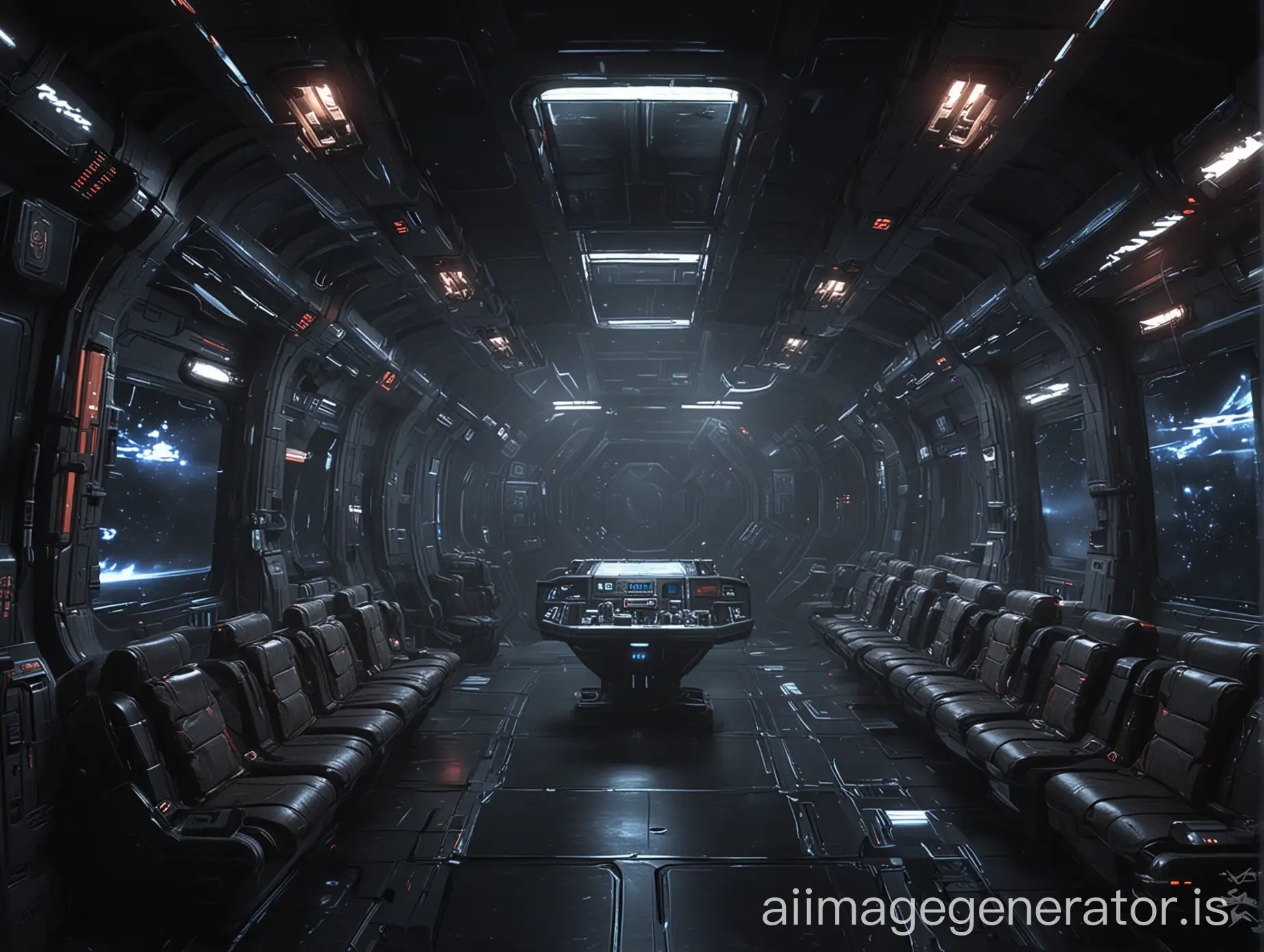 Spaceship interior, ((Dark Matter) & (mass effect) style).