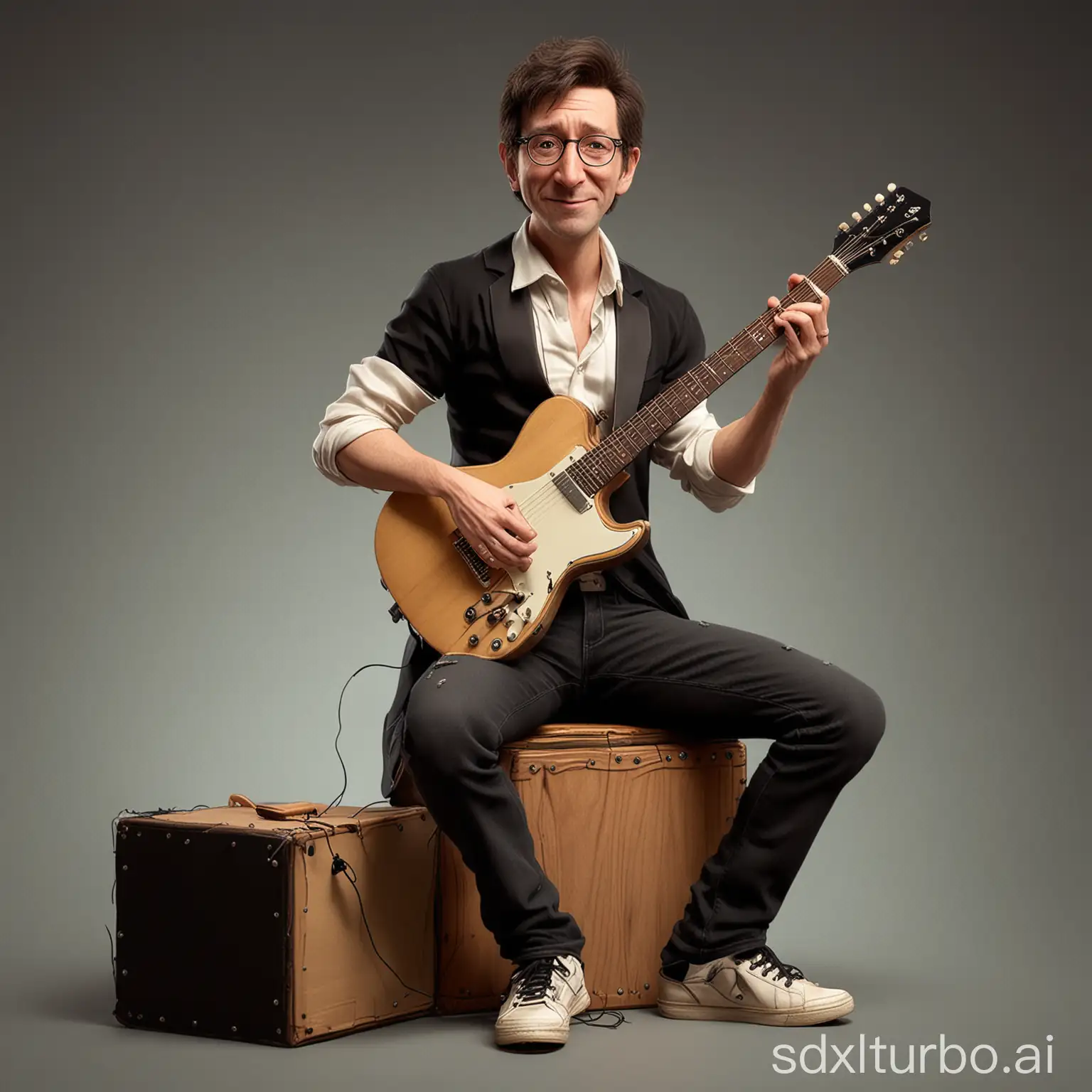 Jhon-Lennon-Playing-Acoustic-Guitar-on-Cajon-Realistic-3D-Pixar-Caricature
