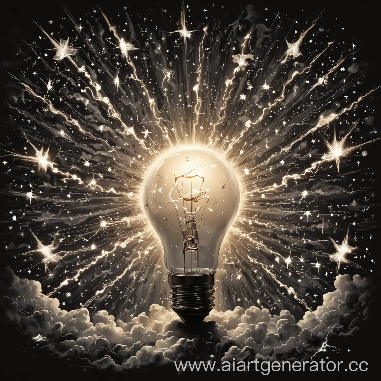 Exploding-Incandescent-Light-Bulb-with-Stars-and-Lightning
