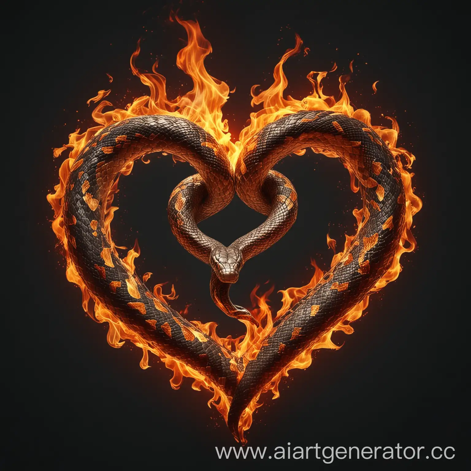Burning-HeartShaped-Snake-Fiery-Symbol-of-Passion-and-Desire