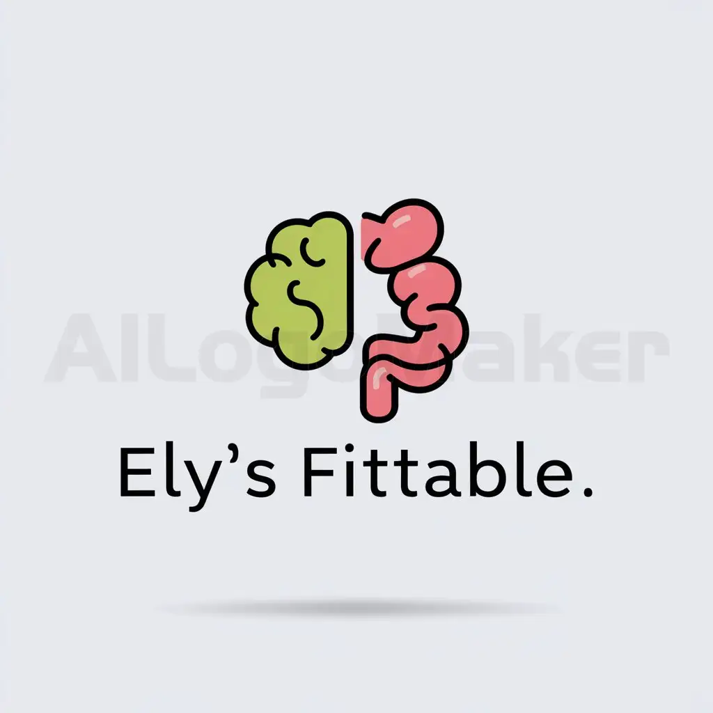 a logo design,with the text "Ely's FitTable", main symbol:merge a brain and intestine together, in a holistic way,Minimalistic,clear background