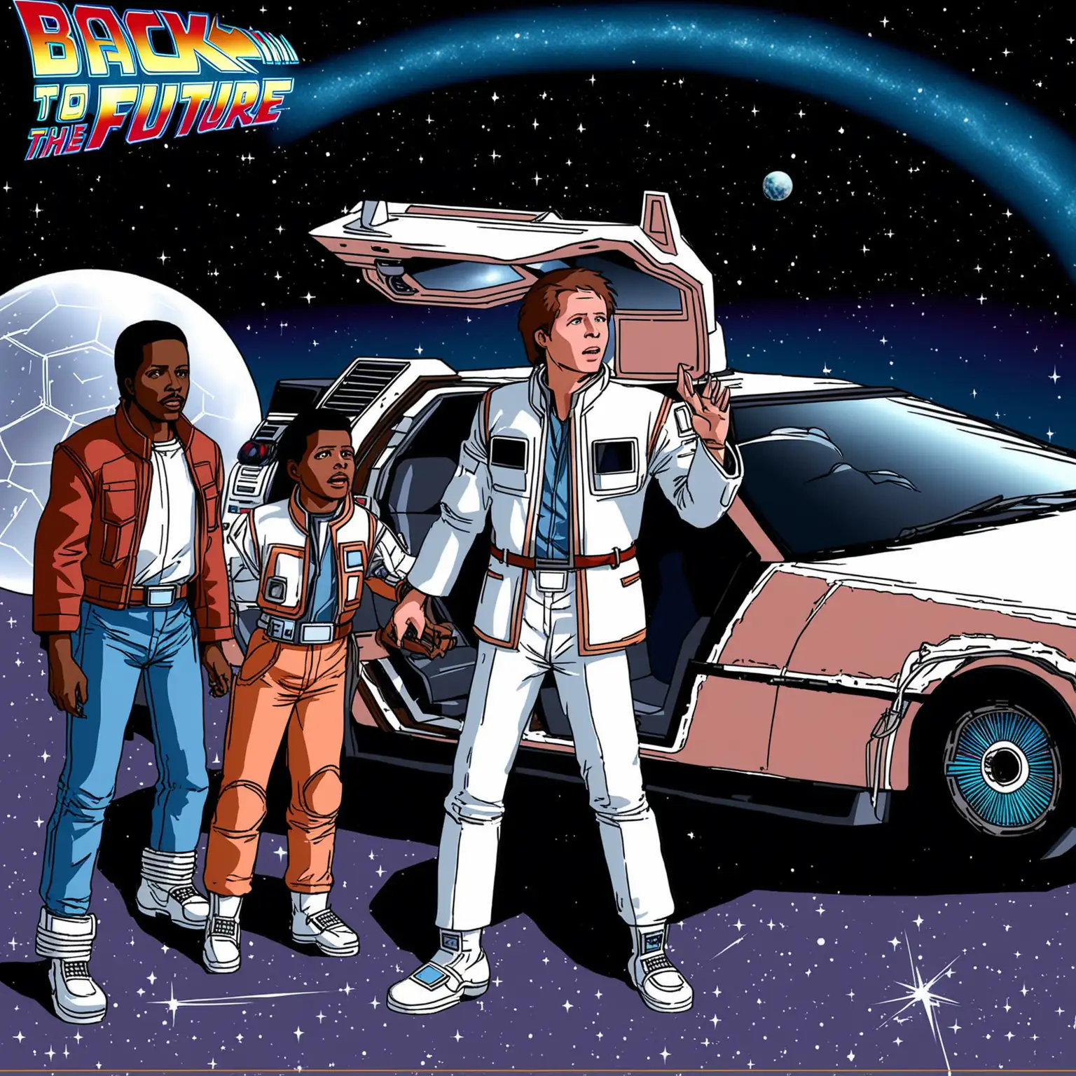 Create space age, representing flashbacks and african americans in the movie back to the future