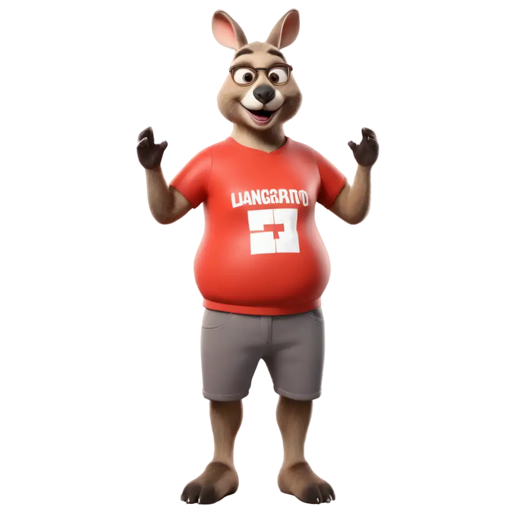 HighQuality-PNG-Image-of-Fat-Kangaroo-in-TPose-with-Red-TShirt