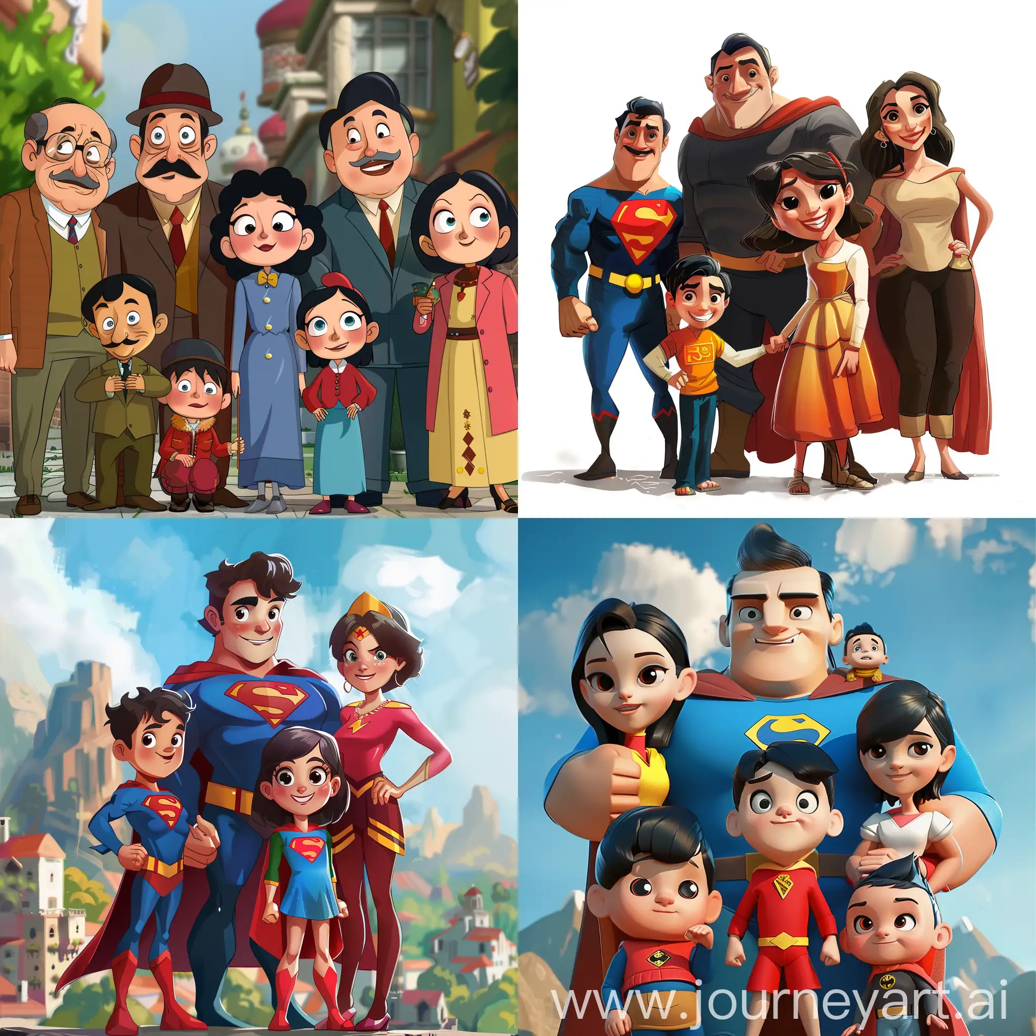 Uzbek-Super-Family-Cartoon-Characters-in-Vibrant-Action