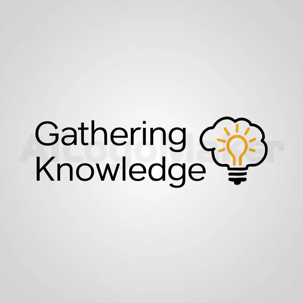 a logo design,with the text "Gathering Knowledge", main symbol:knowledge IN brain,Minimalistic,clear background