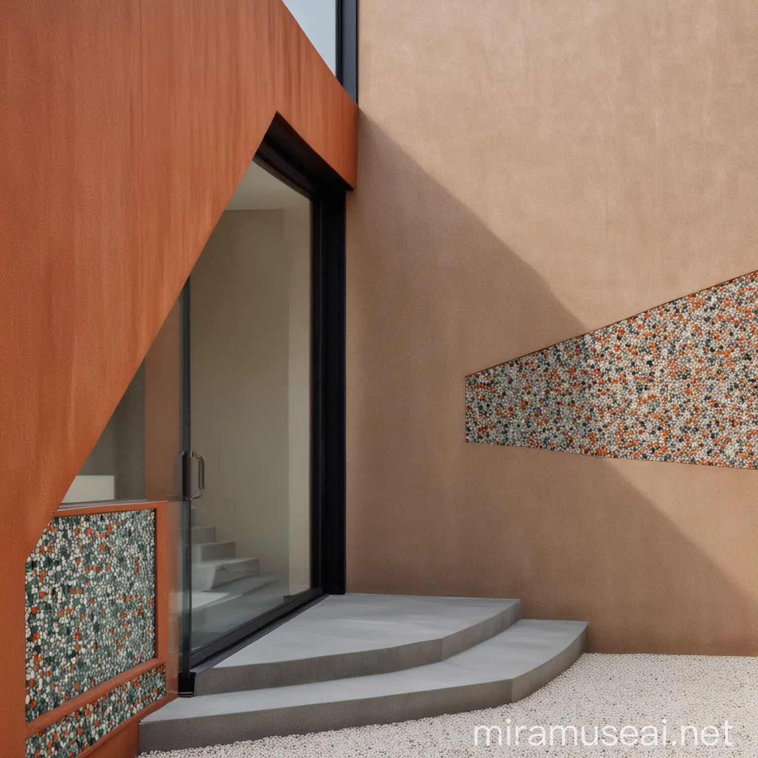 Modern Contemporary Architecture Terracotta and Glass Exterior Detail