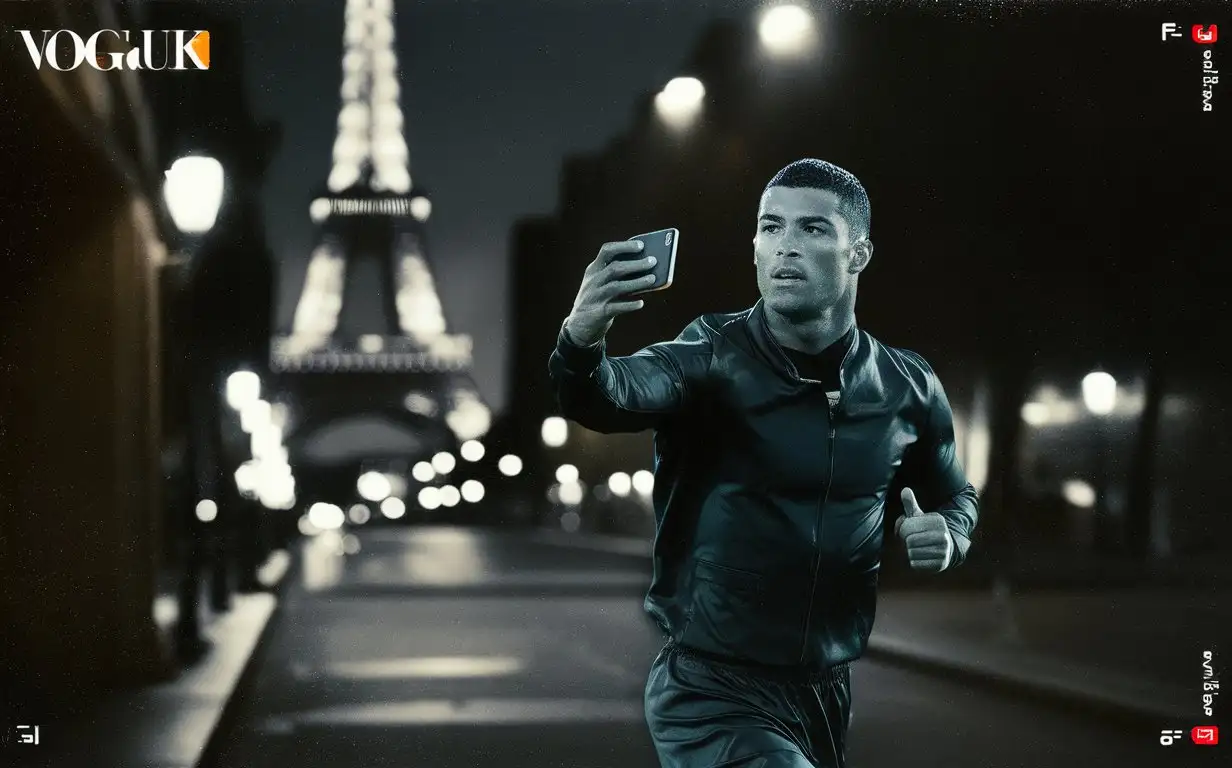 Cristiano-Ronaldo-Captures-Paris-Run-Cinematic-Grainy-Selfie-in-Low-Light