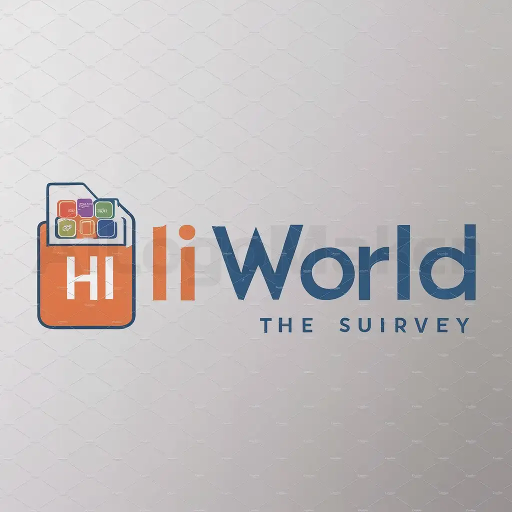 LOGO-Design-For-Survey-Industry-Hi-World-with-File-Network-Drive-Symbol