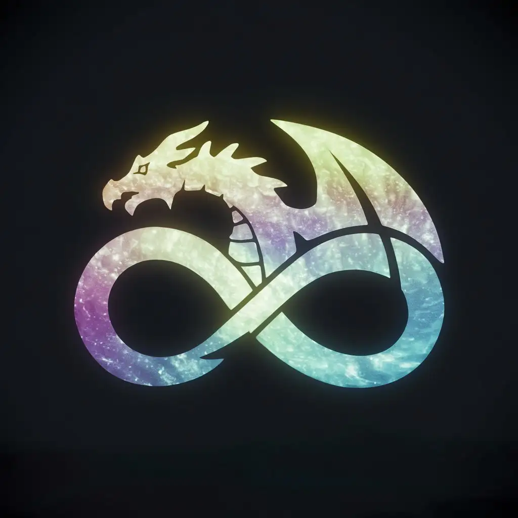 logo, dragon made of aurora borealis northern lights, black empty background