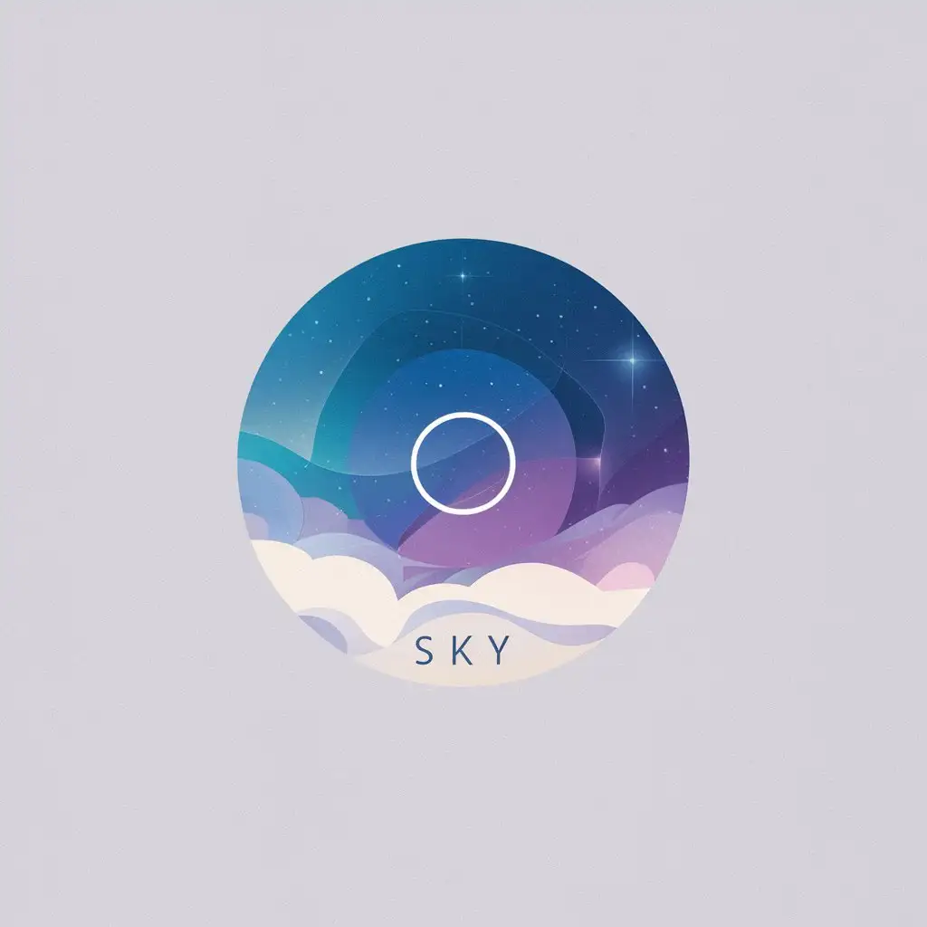 Elegant Sky Coin Logo with Minimalistic Design and Heavenly Shades