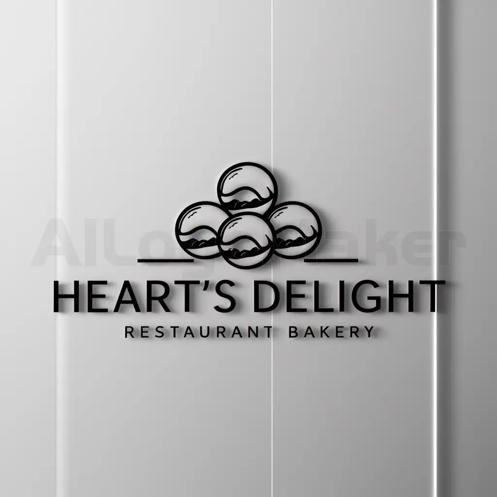 a logo design,with the text "Heart's Delight", main symbol:donuts balls,Minimalistic,be used in Restaurant industry,clear background
