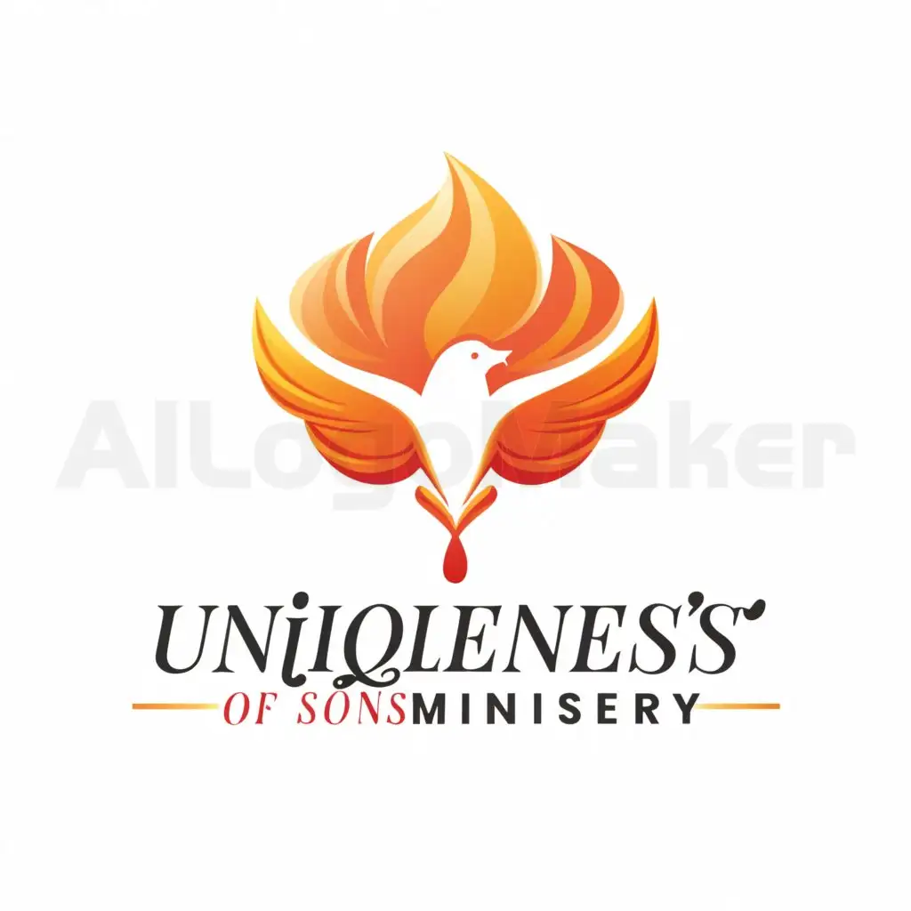 a logo design,with the text "Uniqueness of Sons Ministry", main symbol:Dove
Fire
World,Minimalistic,be used in Religious industry,clear background