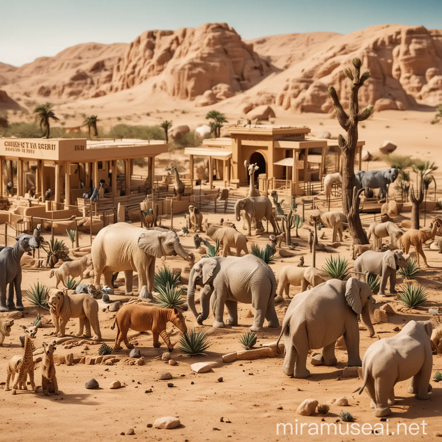 Desert Zoo with Diverse Wildlife and Arid Landscapes