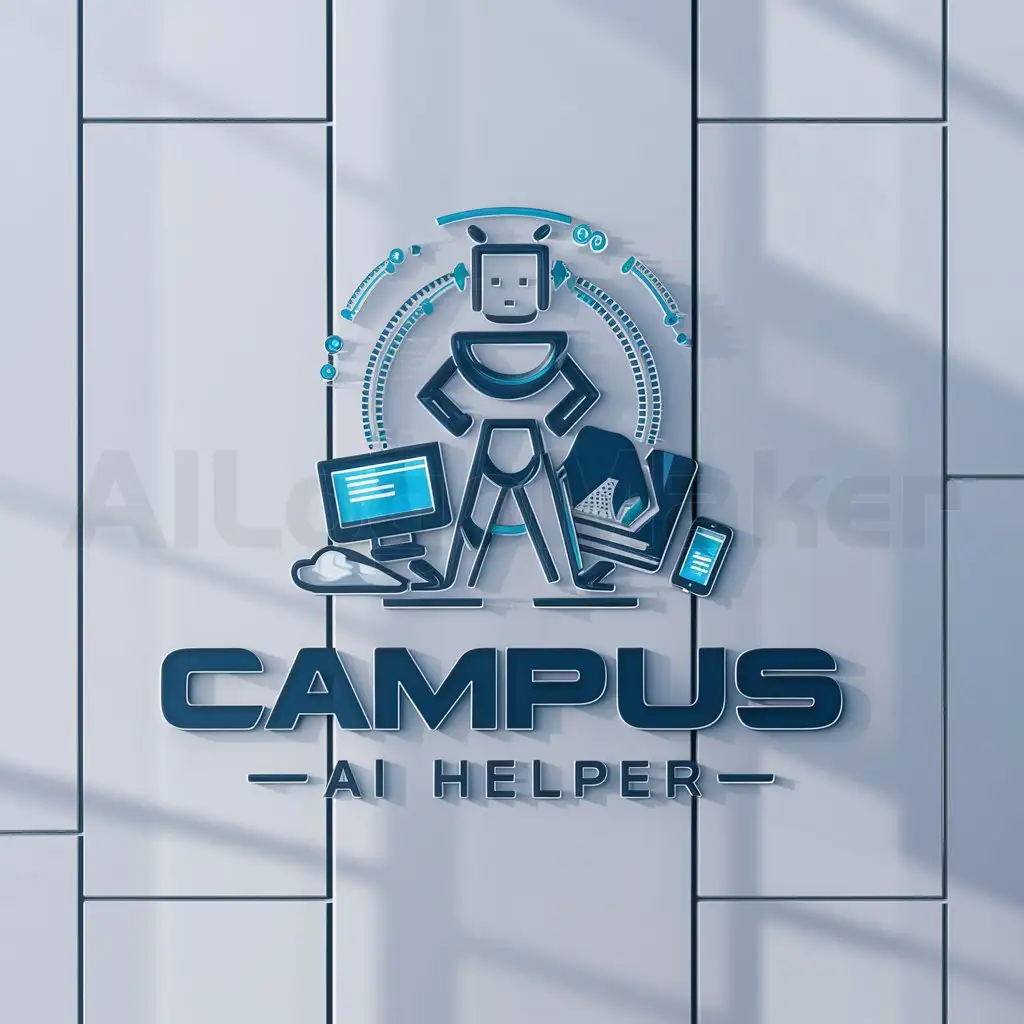 a logo design,with the text "campus AI helper", main symbol:AI intelligent campus life assistant,Moderate,be used in Education industry,clear background