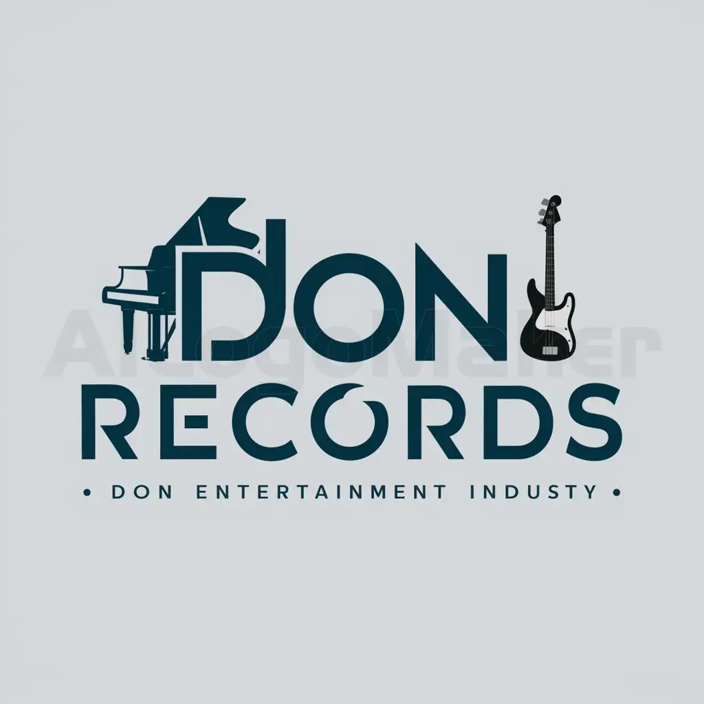 a logo design,with the text "Don records", main symbol:Piano and bass guitar,Moderate,be used in Entertainment industry,clear background