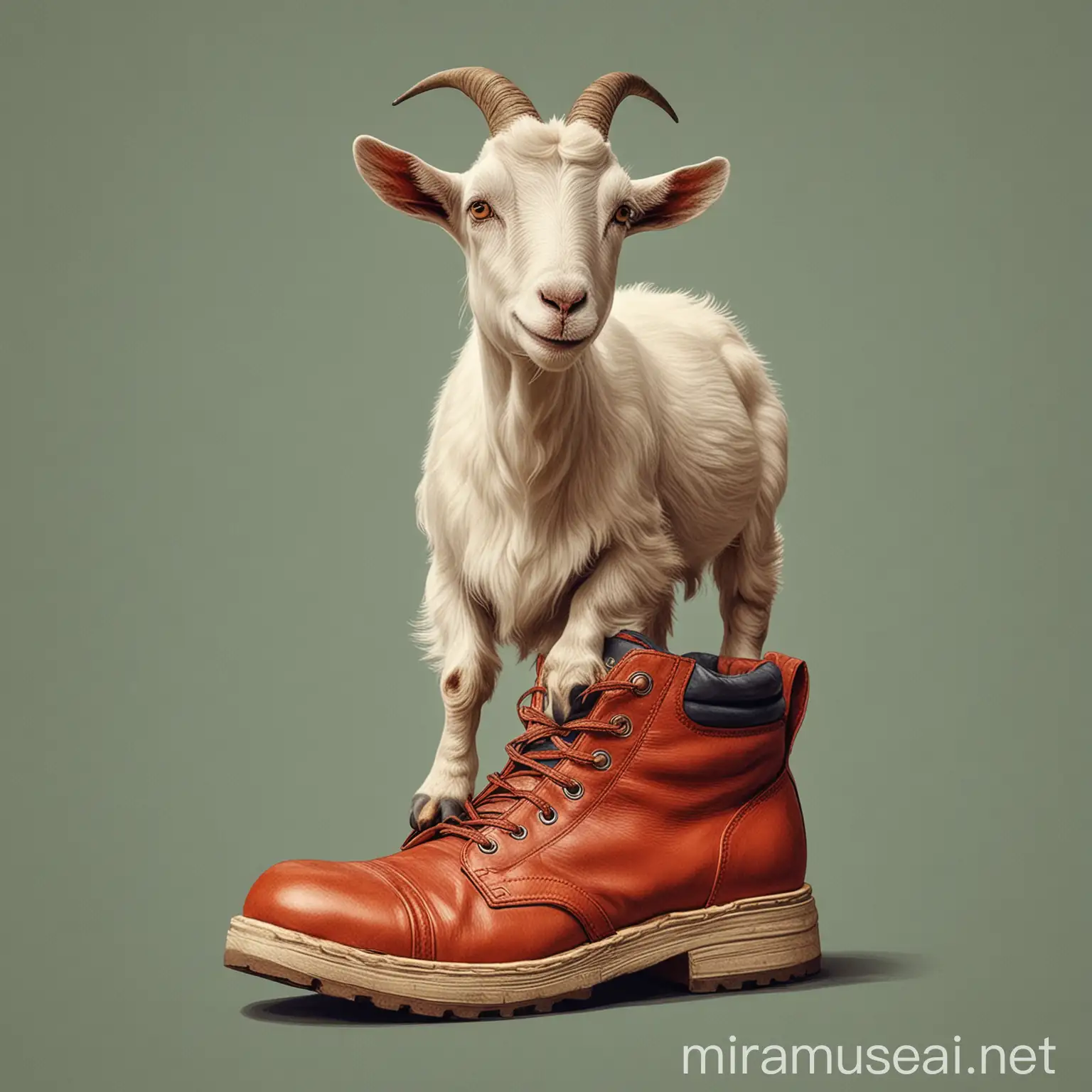 Goat Standing on Shoe Vector Poster Design
