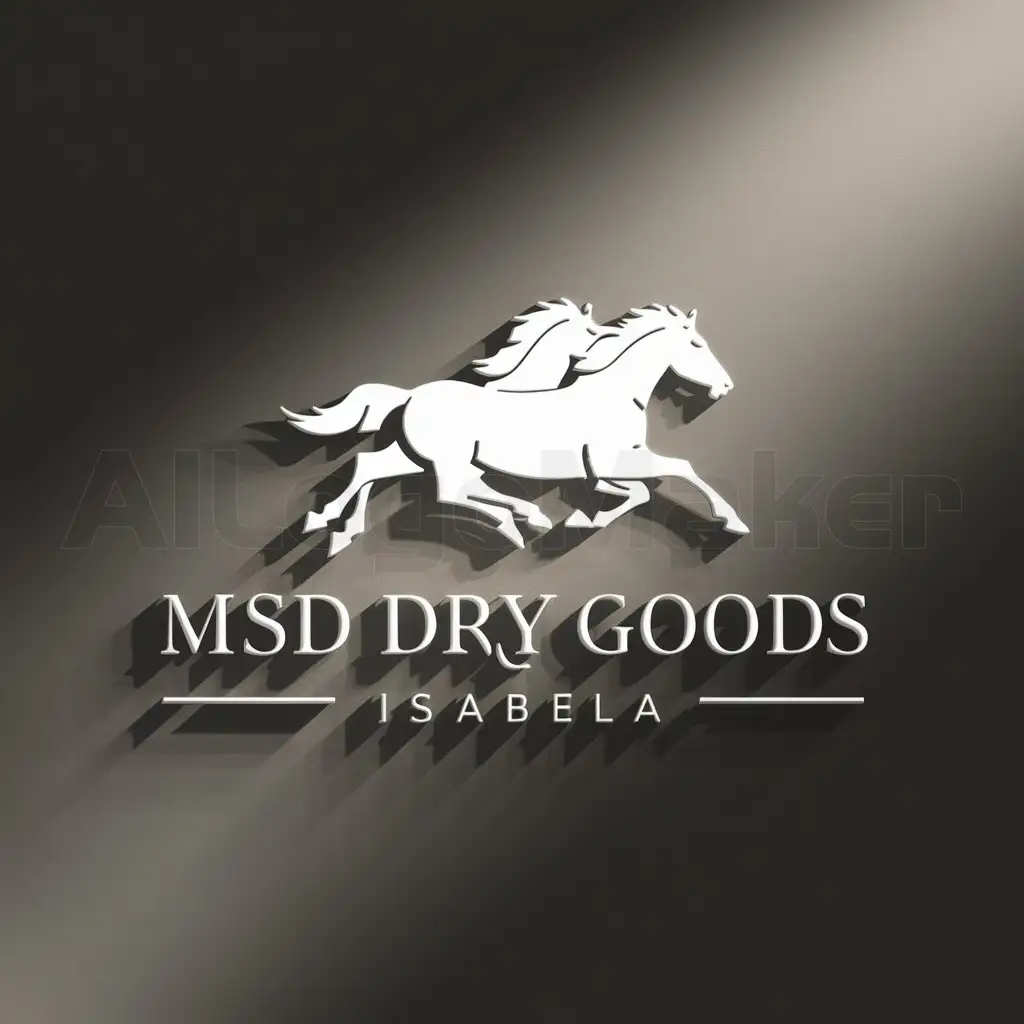 a logo design,with the text "MSD DRY GOODS ISABELA", main symbol:Horses,Moderate,clear background