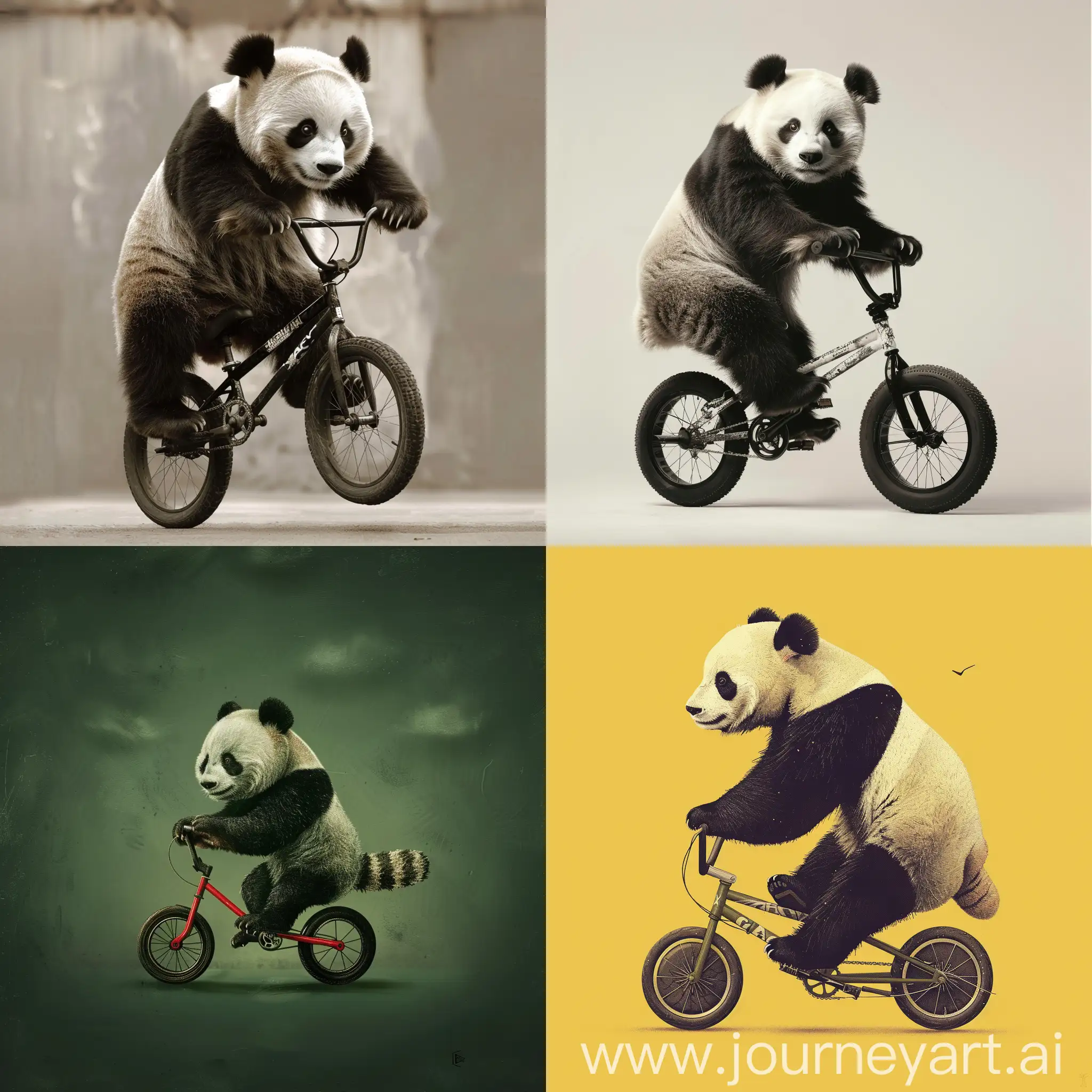 熊猫，骑自行车