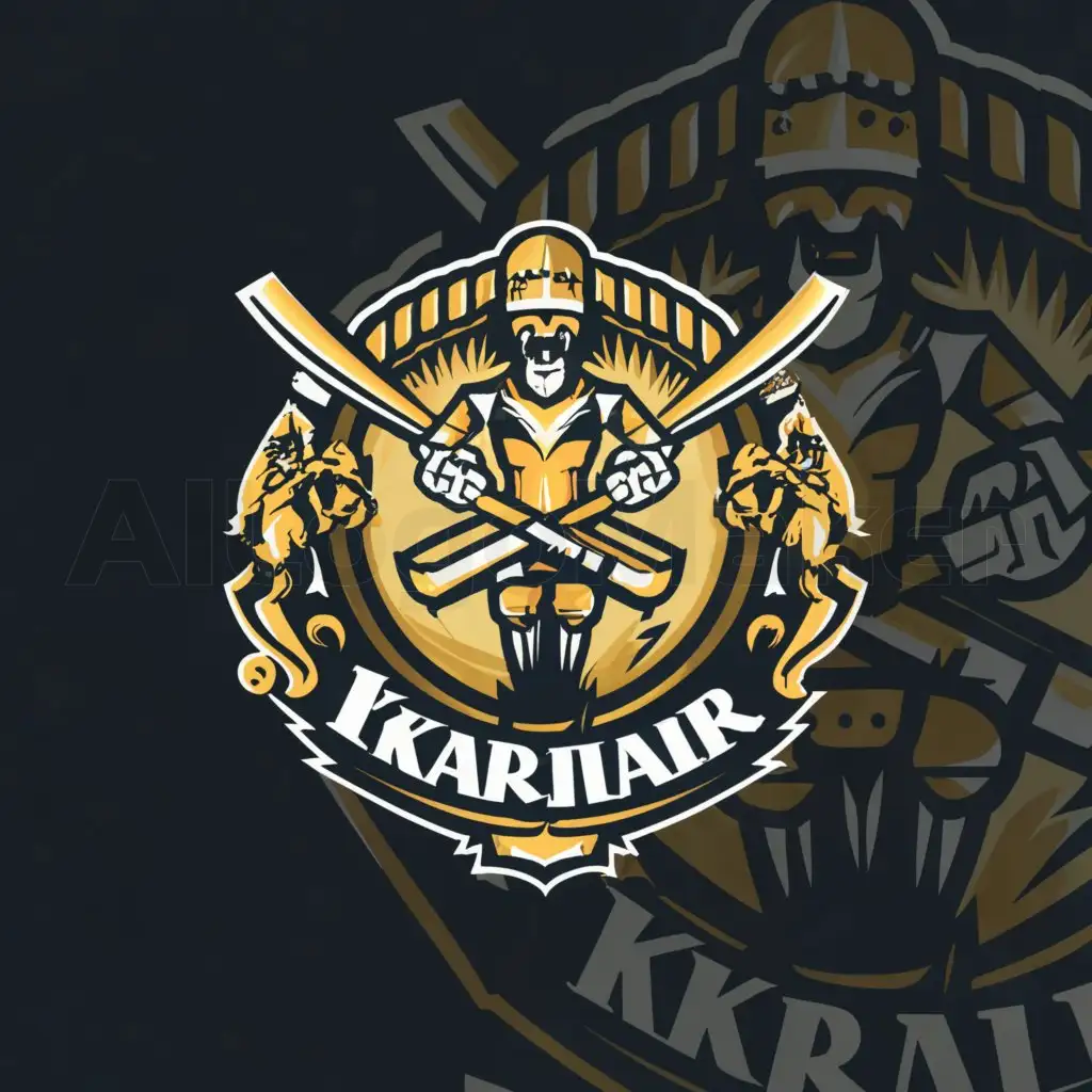 a logo design,with the text "KHARIAR", main symbol:Rider Warriors Dynamic CricketThemed Emblem with Clarity,Moderate,clear background
