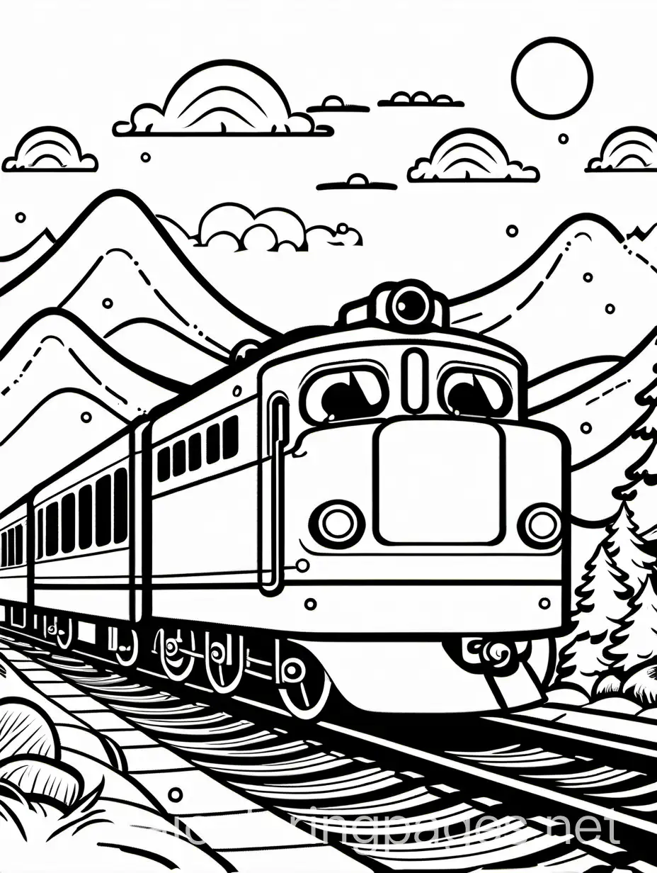 happy friendly playful TRAIN AT THE TRAIN STATION coloring book page for kids, Coloring Page, black and white, line art, white background, Simplicity, Ample White Space. The background of the coloring page is plain white to make it easy for young children to color within the lines. The outlines of all the subjects are easy to distinguish, making it simple for kids to color without too much difficulty, Coloring Page, black and white, line art, white background, Simplicity, Ample White Space. The background of the coloring page is plain white to make it easy for young children to color within the lines. The outlines of all the subjects are easy to distinguish, making it simple for kids to color without too much difficulty, Coloring Page, black and white, line art, white background, Simplicity, Ample White Space. The background of the coloring page is plain white to make it easy for young children to color within the lines. The outlines of all the subjects are easy to distinguish, making it simple for kids to color without too much difficulty