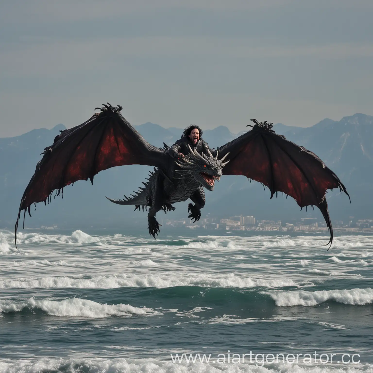 Джон Сноу в Сочи летает на драконе над морем