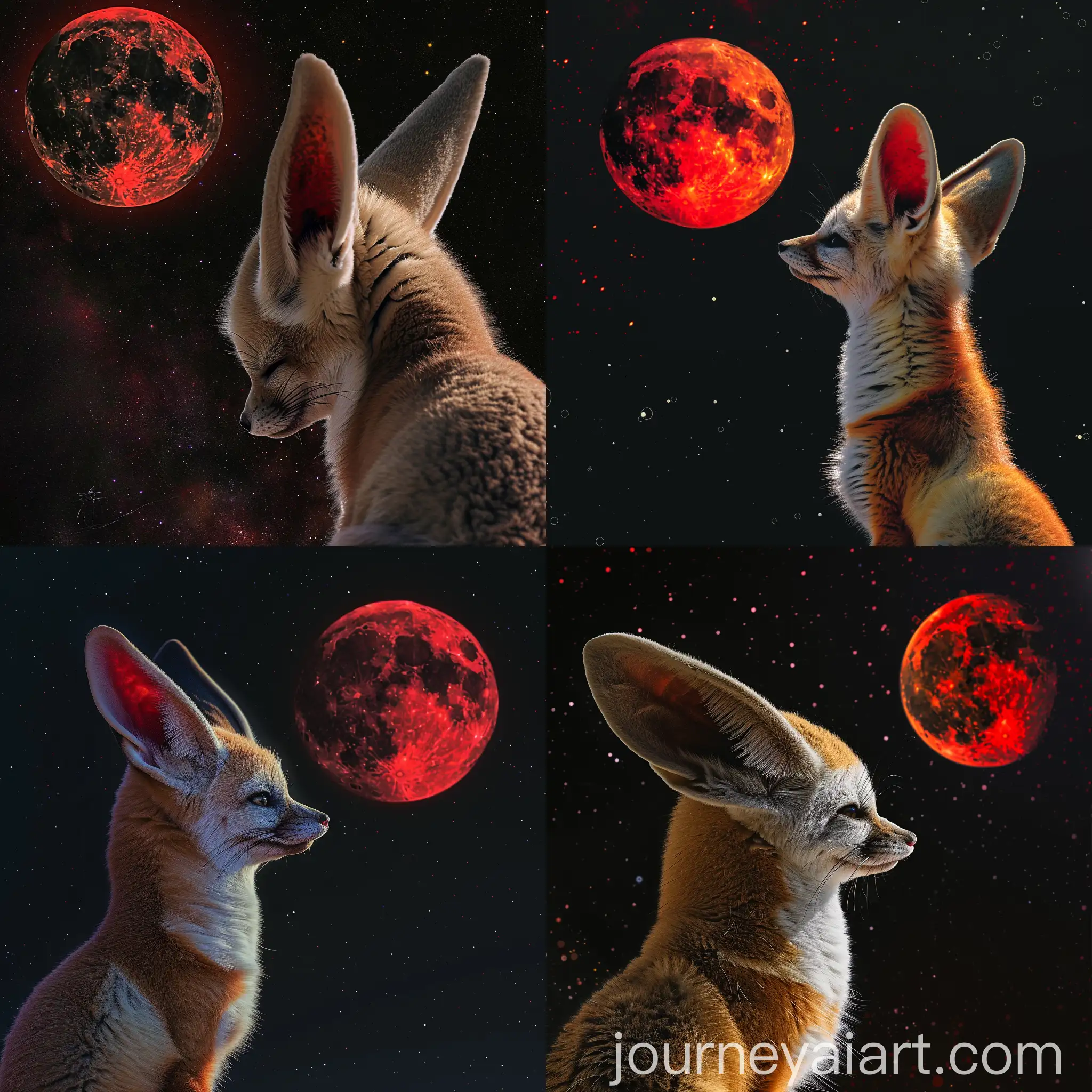 Fennec-Fox-Silhouette-Against-Red-Moon-and-Starry-Sky