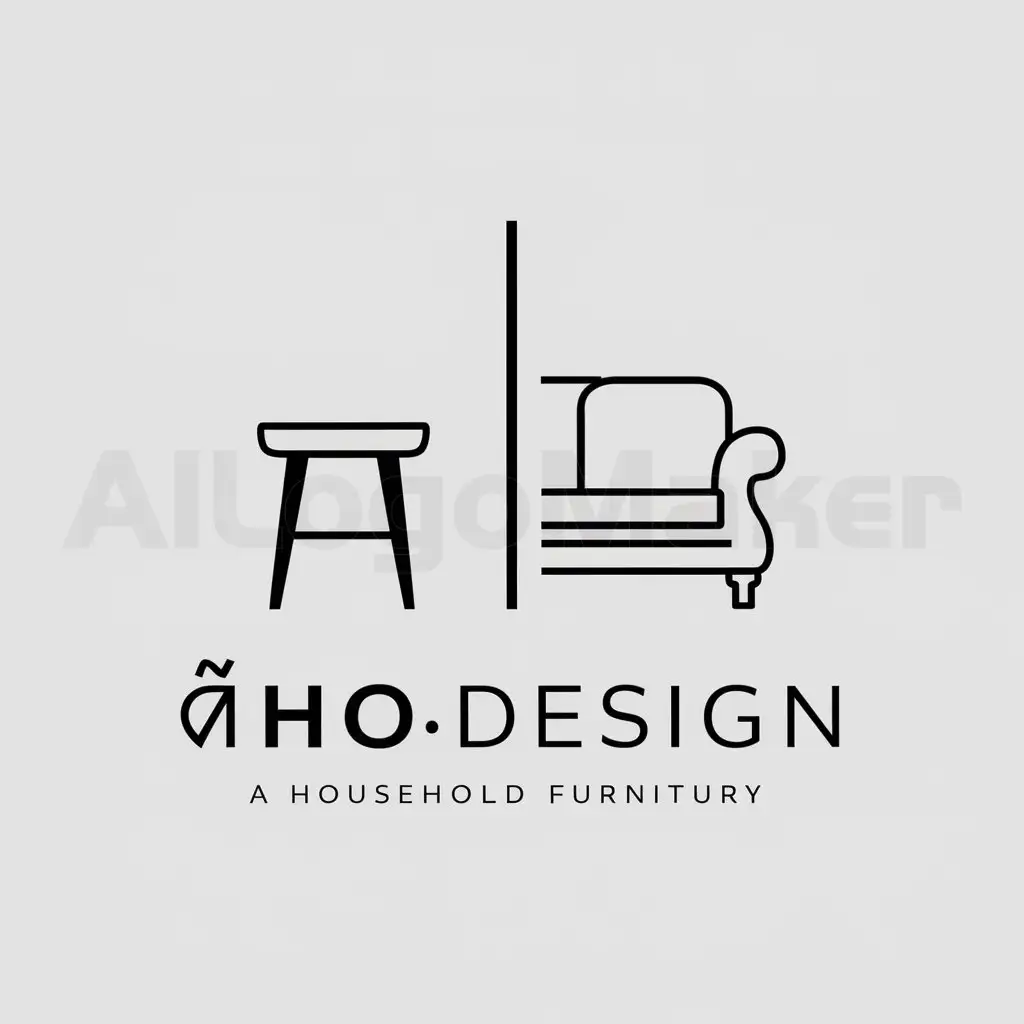 a logo design,with the text "智寓Design", main symbol:household furniture outline, abstract, simple wooden stool on the left, luxurious sofa on the right, a vertical line in between, positive and negative space, ,Minimalistic,be used in Home industry,clear background