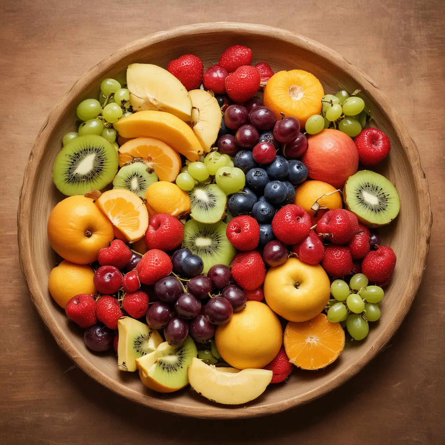 Colorful Fresh Fruits Arranged on a Plate