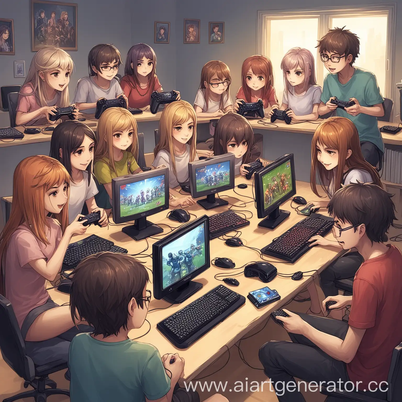 много друзей играют в компьютерные игры