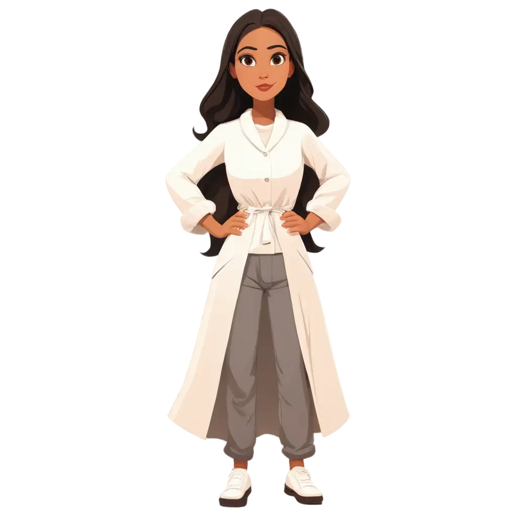 Arab-Schoolgirl-in-White-Overalls-and-Headscarf-PNG-Cartoon-Image-for-Diverse-Online-Content