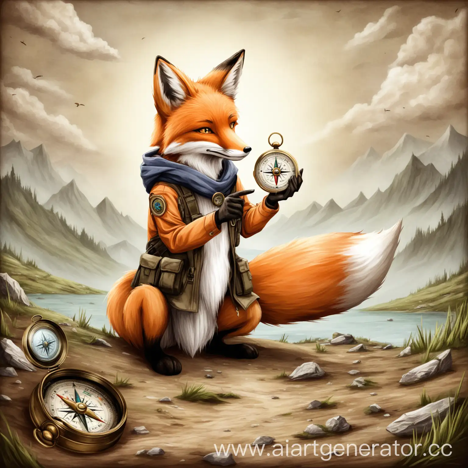 Adventurous-Fox-Searching-with-Compass-for-the-Lost