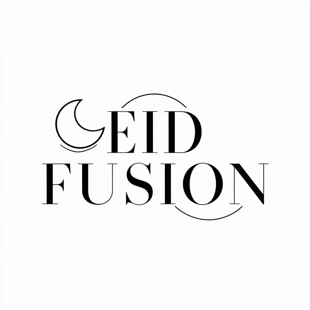 a logo design,with the text "Eid Fusion", main symbol:crescent moon,Minimalistic,be used in Events industry,clear background